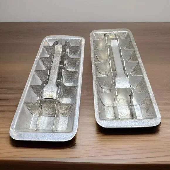 Vintage Kitchen Aluminum Metal Ice Cube Trays, Set of 2 - Picture 1 of 7